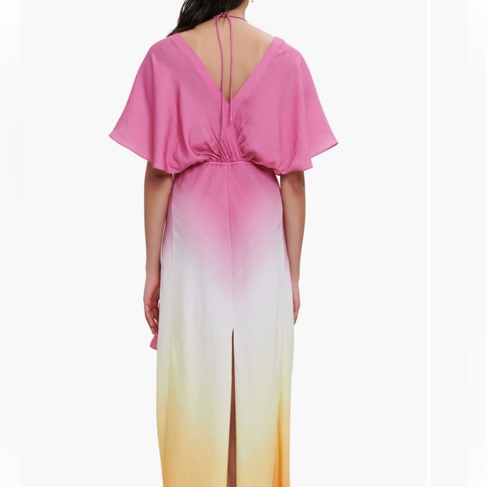 Maje Ombre Pink to Yellow Maxi Skirt with Back Slit